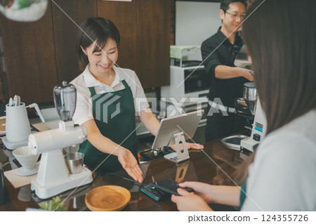 accounting, cash register, salesperson 124355726