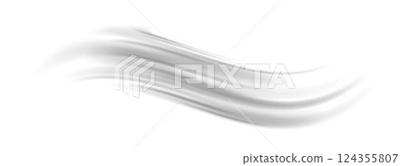 Grey wind line element. Light gris curve speed effect. Air stream flow wavy motion trace. Wind wave blowing concept. Swoosh and swirl stripe path design illustration. Vector grey swoosh form 124355807