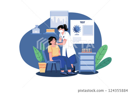 Doctor doing corona test of the girl Doctor doing corona test of the girl 124355884