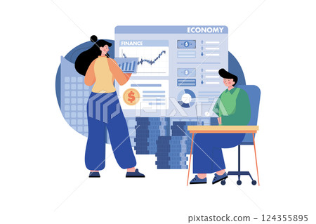 Finance and Economy Illustration concept. A flat illustration isolated on white background 124355895