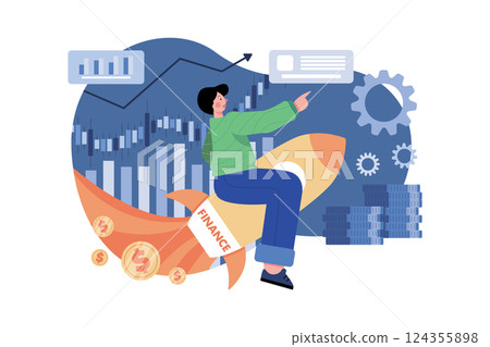 Finance Growth Illustration concept. A flat illustration isolated on white background 124355898
