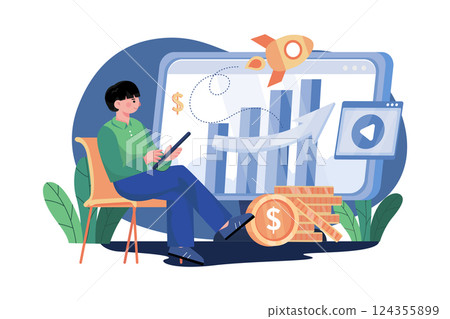 Generating Increased Revenue Illustration concept on white background Generating Increased Revenue Illustration concept on white background 124355899