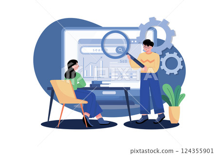 Search Engine Optimization Illustration concept on white background Search Engine Optimization Illustration concept on white background 124355901