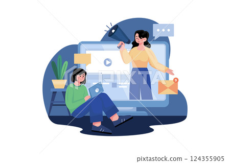 Online Digital Marketing Illustration concept on white background 124355905