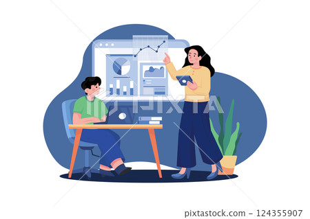 Real-time Data Analysis Illustration concept on white background Real-time Data Analysis Illustration concept on white background 124355907