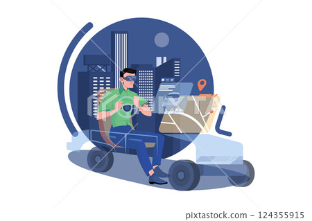 Man experiencing metaverse world 124355915