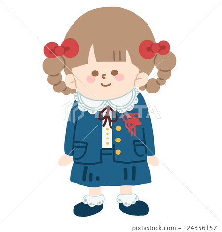 A girl dressed up - illustration without lines for graduation ceremony, entrance ceremony, or school entrance ceremony 124356157