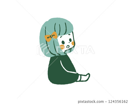 坐著的女孩 - 4 種顏色 124356162