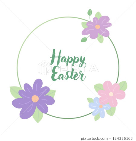 Floral Easter frame with pastel flowers 124356163