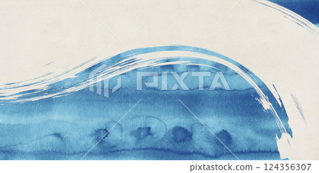 日式背景，動感的筆觸，靛藍 124356307