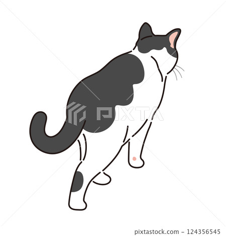 Illustration of a walking calico cat 124356545