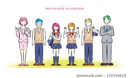 School Life - Students and teachers' school life | Junior high and high school series all-school illustrations 124356619