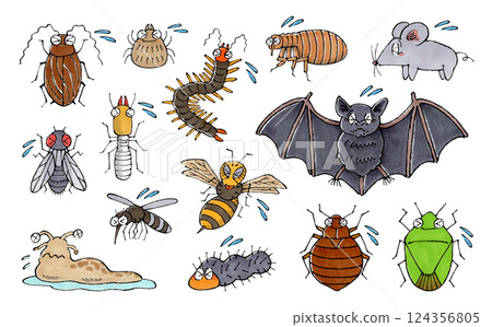 Troubled pests set Troubled pests set 124356805