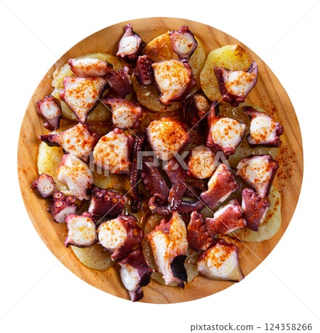 Cooked octopus with potatoes 124358266