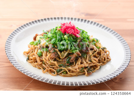 Negi Yakisoba (fried noodles with plenty of green onions) Negi Yakisoba (fried noodles with plenty of green onions) 124358664