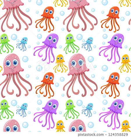 Colorful Cartoon Octopus Pattern Design Colorful Cartoon Octopus Pattern Design 124358829