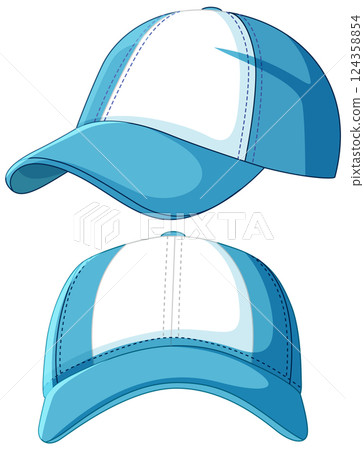Stylish Blue and White Baseball Caps Illustration Stylish Blue and White Baseball Caps Illustration 124358854