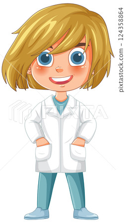 Cheerful Scientist in Lab Coat 124358864