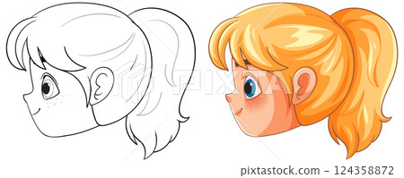 Side Profile of Cartoon Girl 124358872