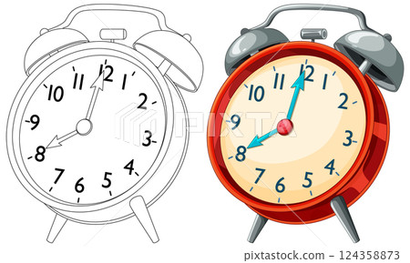 Vintage Alarm Clock Illustration Vintage Alarm Clock Illustration 124358873