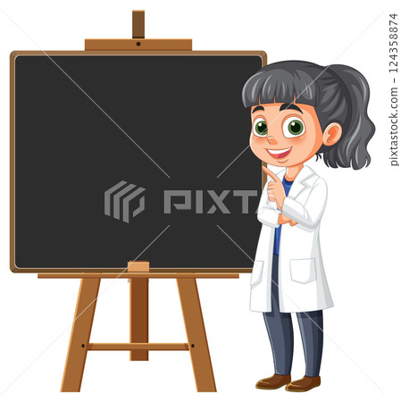 Teacher with Blackboard Illustration 124358874