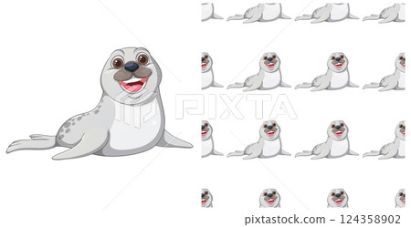 Playful Seal Vector Pattern Playful Seal Vector Pattern 124358902
