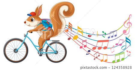 Squirrel Biking with Musical Notes Squirrel Biking with Musical Notes 124358928