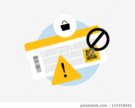 Ticket scalping and resale concept with online ticket sales, scalping bots, secondary market and inflated prices. Digital touting, automated purchasing and reselling. Vector illustration and icons 124358942