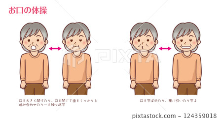 Elderly woman doing mouth exercises 124359018
