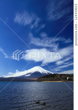 Mount Fuji with hanging clouds Mount Fuji with hanging clouds 124359025