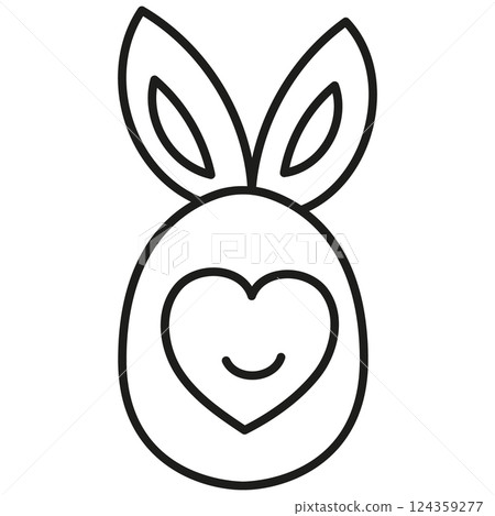 boho groovy easter Bunny-shaped design with heart and ears. in doodle line style 124359277