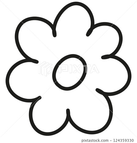 boho groovy easter Simple flower illustration in black line art style. in doodle line style 124359330