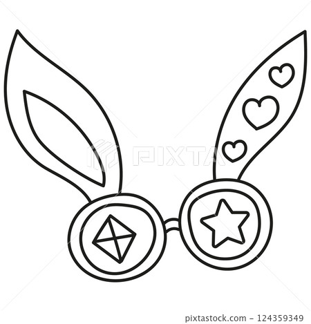 boho groovy easter Playful glasses with whimsical bunny ears design. in doodle line style 124359349