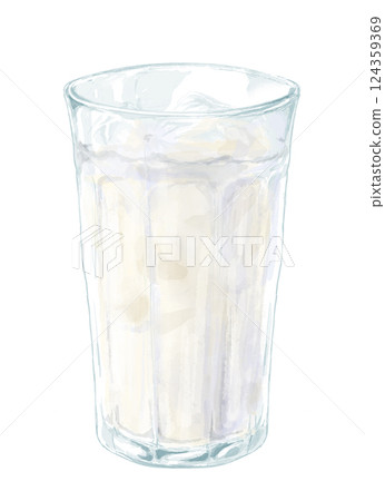 Watercolor illustration of a glass of milk Watercolor illustration of a glass of milk 124359369