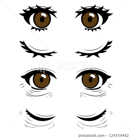 Eyes_open/closed_difference set_hand-drawn_vector material Eyes_open/closed_difference set_hand-drawn_vector material 124359482
