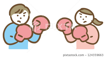 Young men and women in plain clothes fighting (upper body) 124359663