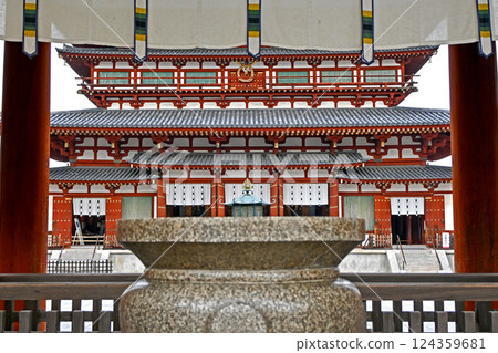 奈良西京藥師寺內門外看到的正殿 124359681