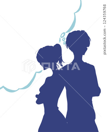 Men and women thinking, speech bubble Men and women thinking, speech bubble 124359768