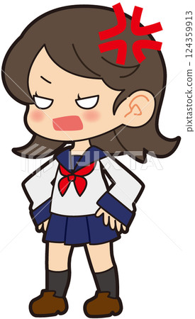 一個穿著憤怒的水手服的女孩 一個穿著憤怒的水手服的女孩 124359913