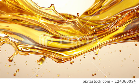 "Motion shot of splashing gold liquid flying through the air." 124360054