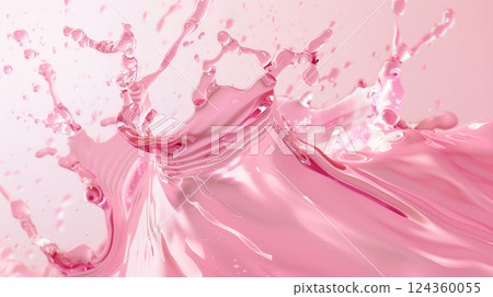 "Motion shot of splashing pink liquid flying through the air." 124360055