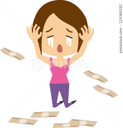 Illustration of a woman crying after losing at gambling Illustration of a woman crying after losing at gambling 124360382