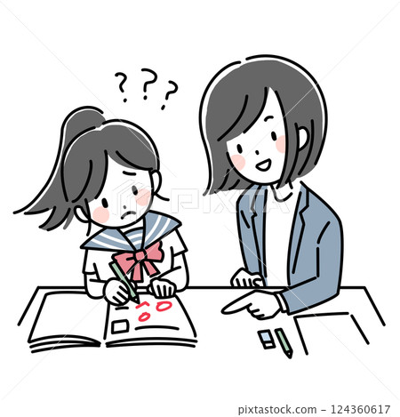 國中生和輔導老師學習困難的插圖 124360617