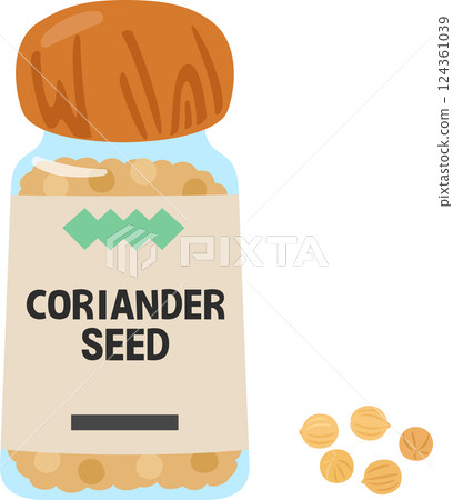 Bottled Whole Coriander Seeds Bottled Whole Coriander Seeds 124361039