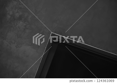 gray loft wall and black door 124361069