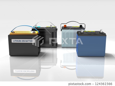 Car battery, hybrid auxiliary battery, lithium iron phosphate battery (3DCG image) 124361566