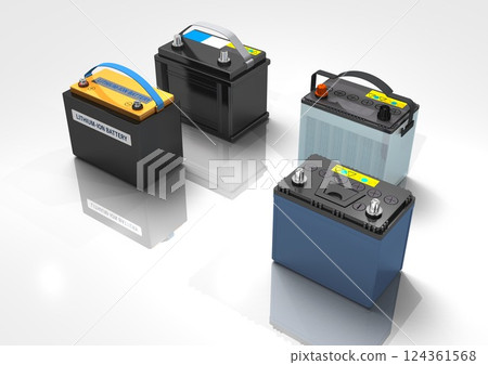 Car battery, hybrid auxiliary battery, lithium iron phosphate battery (3DCG image) 124361568