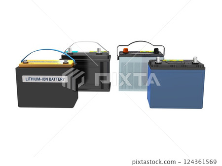 Car battery, hybrid auxiliary battery, lithium iron phosphate battery (3DCG image) 124361569
