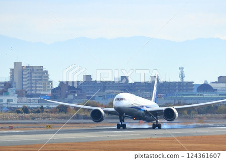 Osaka International Airport ANA Airplane Landing Sky Park 124361607