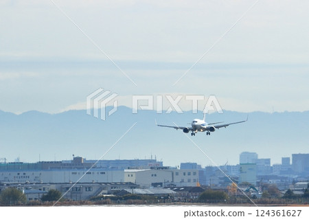 大阪國際機場全日空飛機降落空中公園 124361627